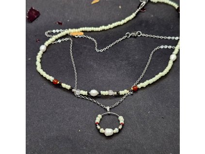 Lilie Set náhrdelníků (rokajl, perly, minerály)1