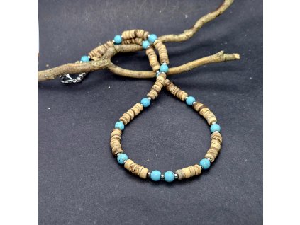 Ralf Pánský náhrdelník (kokos, tyrkenit, ocel)1