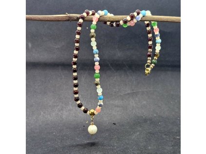 Liby Náhrdelník (mix minerálů, pozlacená ocel)1