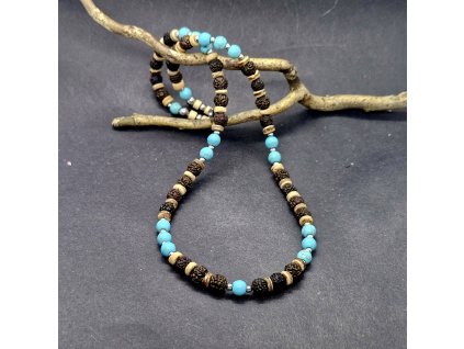 Alan 5 Pánský náhrdelník (rudraksha, tyrkenit)1