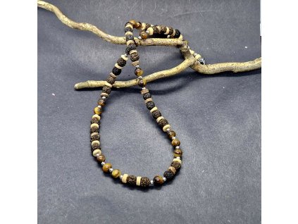 Alan 6 Pánský náhrdelník (tygří oko, semínka)1