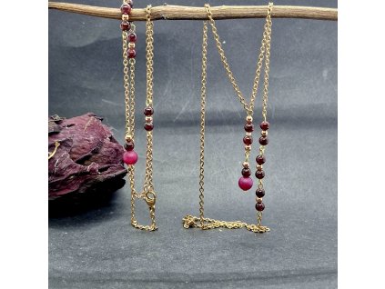 Sabrina 2 Vrstvený set (pozlacená ocel, granát).1