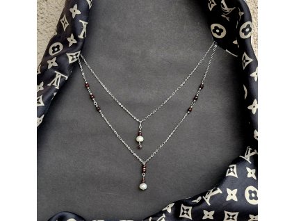 Maria 3 Vrstvený set náhrdelníků (perly, granát)1