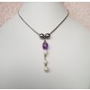 Kery 2 Náhrdelník (ametyst, perly, nerez)2