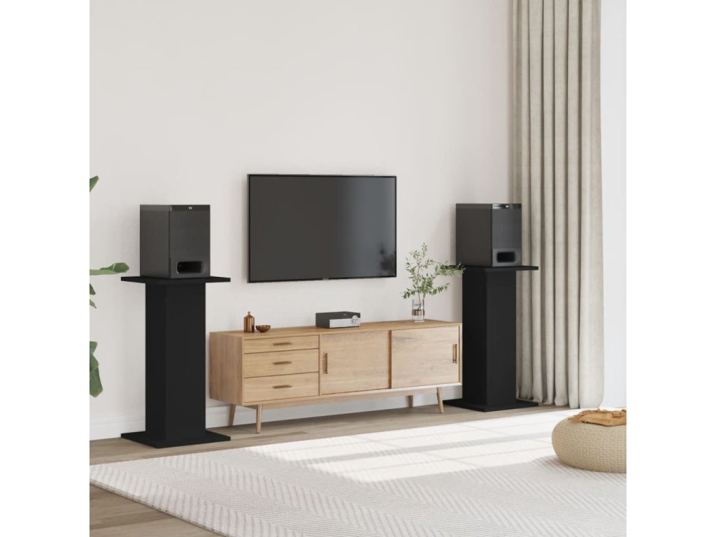 vidaXL Stojany na reproduktor 2 ks čierne 30x30x80 cm kompozitné drevo