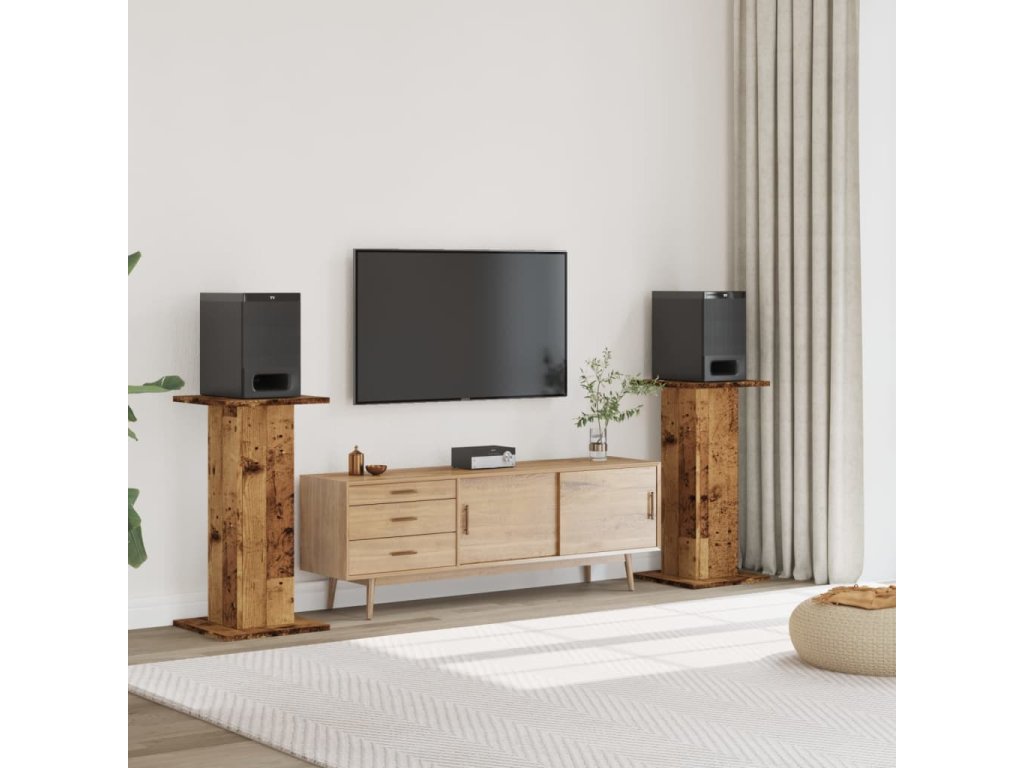 vidaXL Stojany na reproduktor 2ks staré drevo 30x30x80cm kompoz. drevo