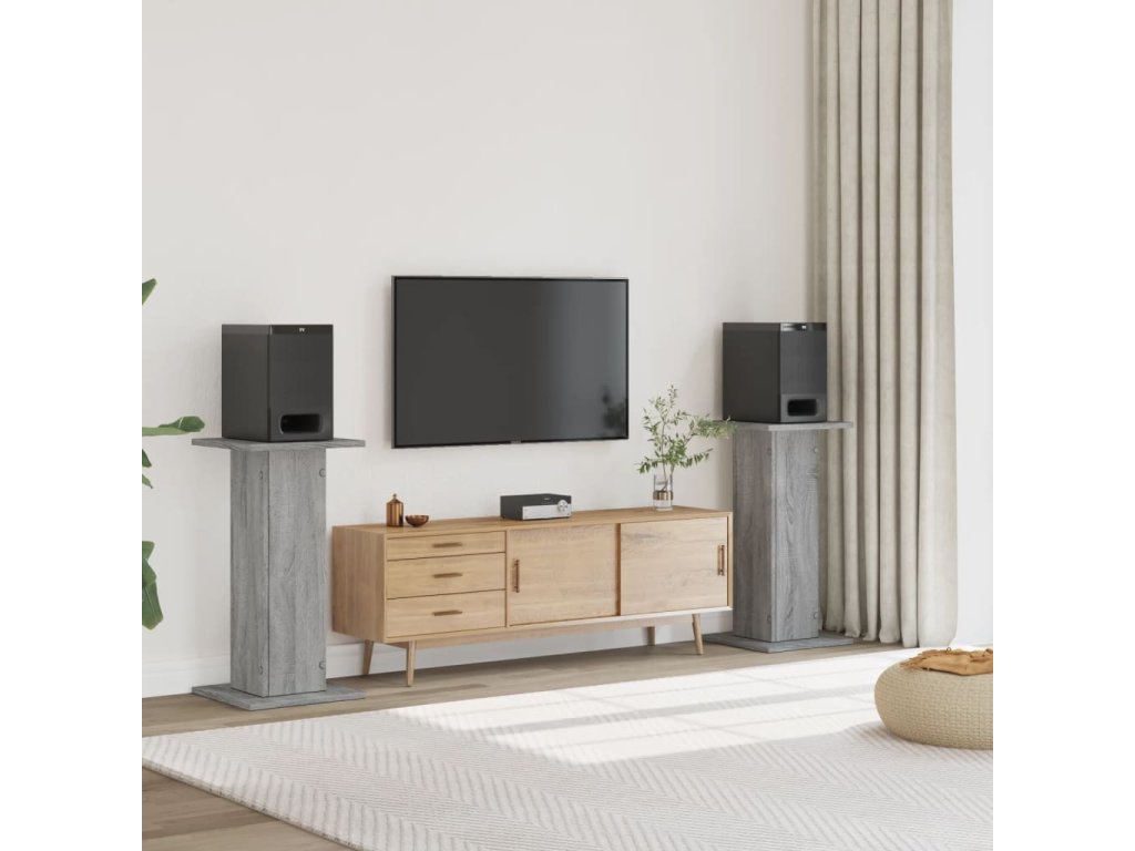 vidaXL Stojany na reproduktor 2ks sivé sonoma 30x30x80cm kompoz. drevo