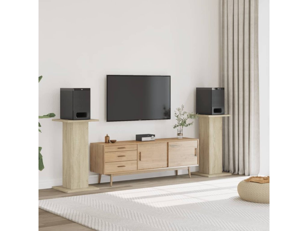 vidaXL Stojany na reproduktor 2ks dub sonoma 30x30x80 cm kompoz. drevo