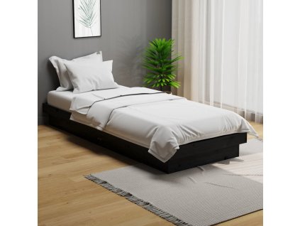 vidaXL Posteľný rám čierny masívne drevo 75x190cm 2FT6 malé jednolôžko