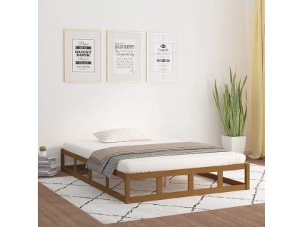 vidaXL Posteľný rám medový 150x200 cm 5FT King masívne drevo