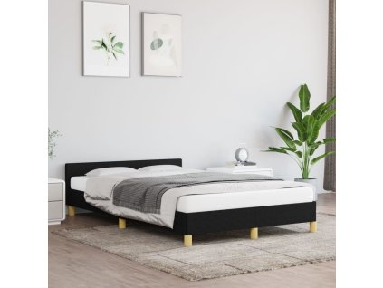 vidaXL Posteľný rám s čelom čierny 120x200 cm látka