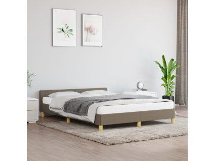 vidaXL Posteľný rám s čelom sivohnedý 140x200 cm látka