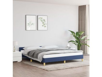 vidaXL Posteľný rám s čelom modrý 180x200 cm látka