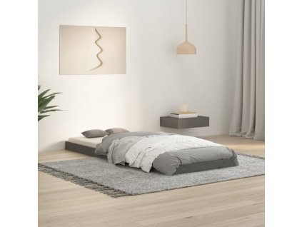 vidaXL Posteľný rám sivý 75x190 cm borovicový masív malé jednolôžko