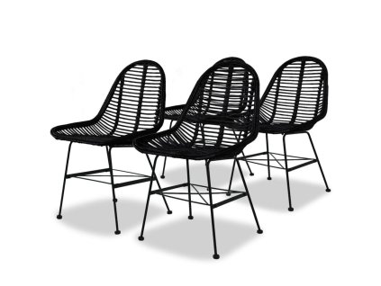 vidaXL Jedálenské stoličky 4 ks, čierne, prírodný ratan