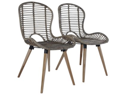 vidaXL Jedálenské stoličky 2 ks, hnedé, prírodný ratan