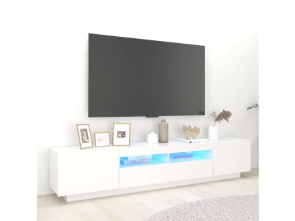 vidaXL TV skrinka s LED svetlami biela 200x35x40 cm