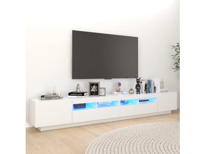 vidaXL TV skrinka s LED svetlami biela 260x35x40 cm