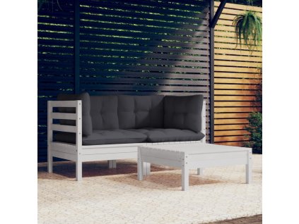 vidaXL 3-dielny záhradný set s antracitovými vankúšmi borovicové drevo