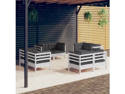 vidaXL 8-dielny záhradný set s antracitovými vankúšmi borovicové drevo