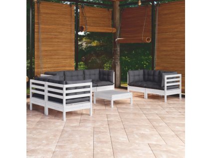 vidaXL 8-dielna záhradná súprava s vankúšmi borovicový masív