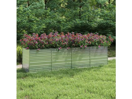 vidaXL Vyvýšený záhradný záhon 320x80x77 cm pozinkovaná oceľ strieborný