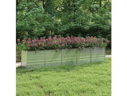 vidaXL Vyvýšený záhradný záhon 400x80x77cm pozinkovaná oceľ strieborný