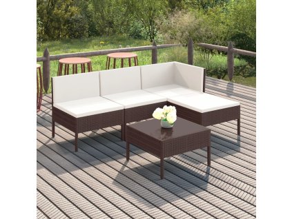 vidaXL 5-dielna záhradná sedacia súprava a vankúšme polyratan hnedá