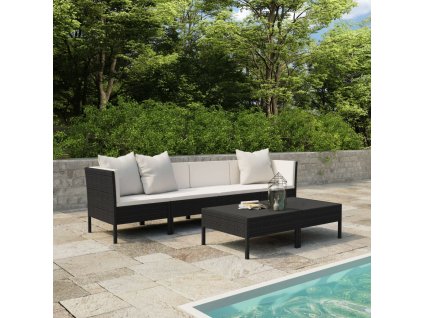 vidaXL 6-dielna záhradná sedacia súprava s vankúšmi polyratan čierna