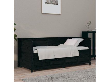 vidaXL Denná posteľ čierna 75x190 cm borovicový masív
