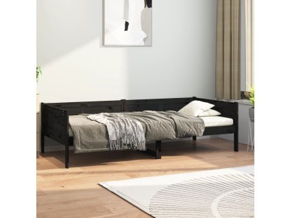 vidaXL Denná posteľ čierna borovicový masív 90x190 cm