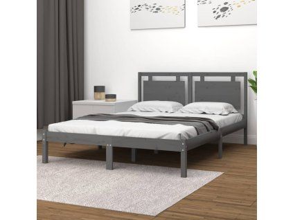 vidaXL Posteľný rám sivý masív 200x200 cm