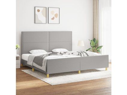 vidaXL Posteľný rám s čelom bledosivý 200x200 cm látka