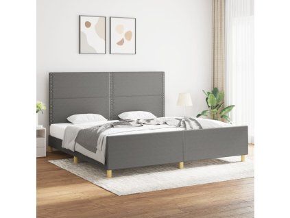 vidaXL Posteľný rám s čelom tmavosivý 200x200 cm látka