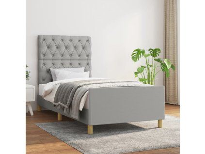 vidaXL Posteľný rám s čelom bledosivý 80x200 cm látka