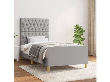 vidaXL Posteľný rám s čelom bledosivý 90x200 cm látka
