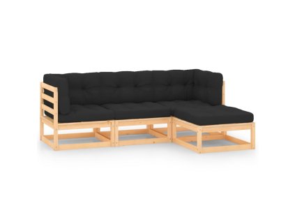 vidaXL 4-dielna záhradná súprava s podložkami, borovicový masív