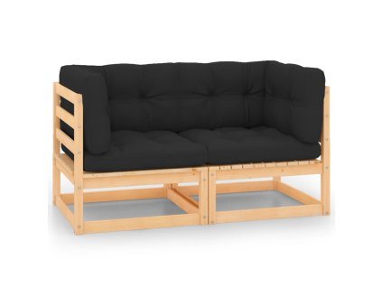 vidaXL Záhradné rohové pohovky s podložkami 2 ks, borovicový masív