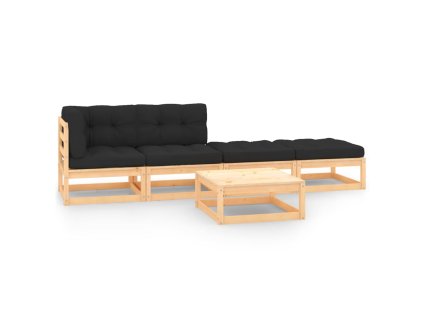 vidaXL 5-dielna záhradná súprava s podložkami, borovicový masív