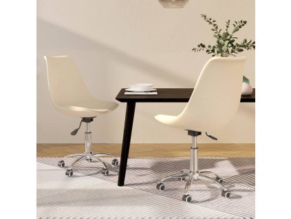 vidaXL Otočné jedálenské stoličky 2 ks krémové látkové