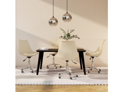 vidaXL Otočné jedálenské stoličky 4 ks krémové látka