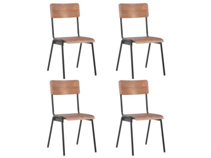 vidaXL Jedálenské stoličky 4 ks hnedé masívna preglejka oceľ