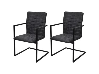 vidaXL Konzolové jedálenské stoličky 2 ks čierne umelá koža