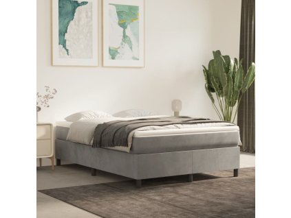 vidaXL Posteľný rám na boxspring bledosivý 140x190 cm zamat