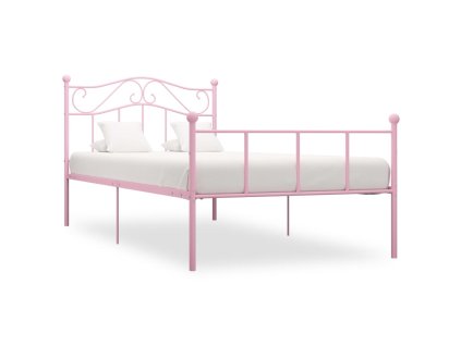 vidaXL Posteľný rám, ružový, kov 90x200 cm