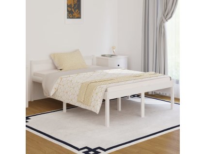 vidaXL Posteľ pre seniorov, biela 135x190 cm, dvojlôžko, borovica