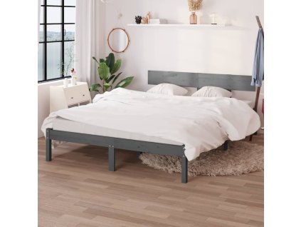 vidaXL Posteľný rám sivý borovicový masív 140x190 cm