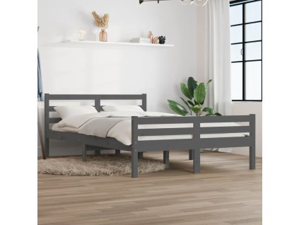 vidaXL Posteľný rám šedý masívne drevo 120x200 cm