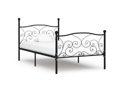 vidaXL Posteľný rám s lamelovým roštom, čierny, kov 90x200 cm