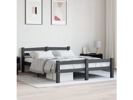 vidaXL Posteľný rám, tmavosivý, borovicový masív 140x200 cm